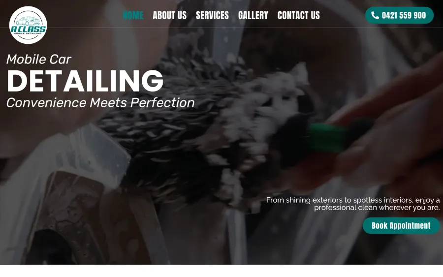 AClass Detailing website homepage