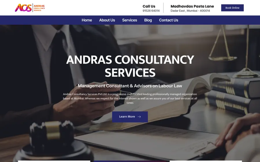 Andras Consultancy website homepage