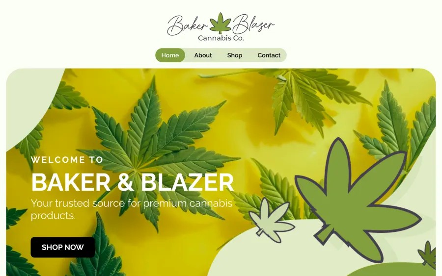 Baker Blazer Cannabis Co. website homepage