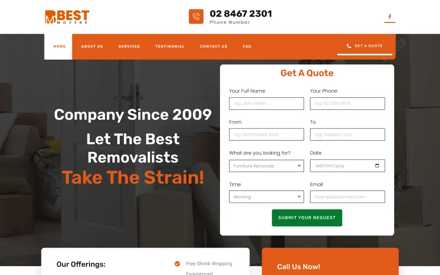 Best Movers website homepage
