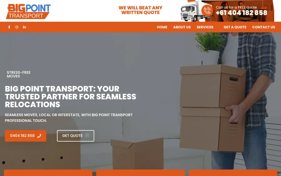 Bigpoint Transport website homepage