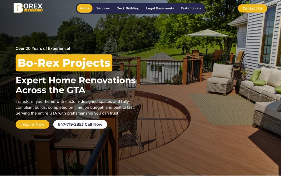 Borex Projects website homepage