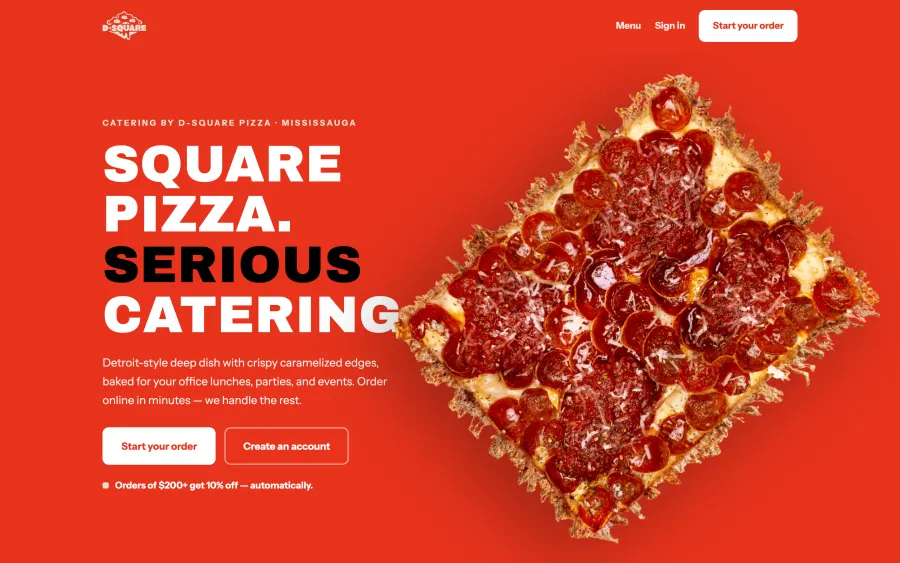 D-Square Catering Dashboard website homepage