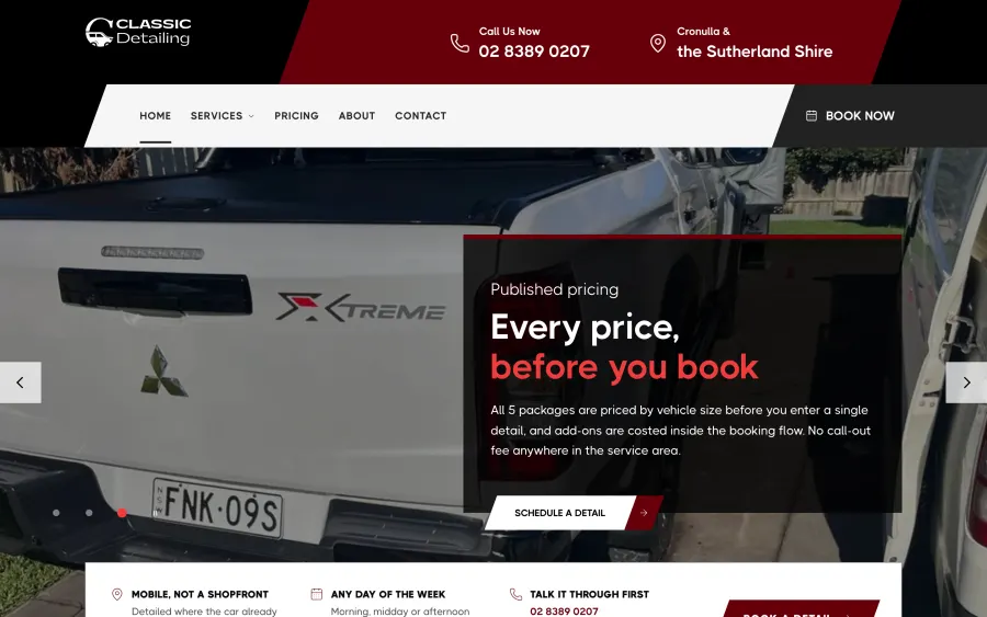 Classic Detailing website homepage