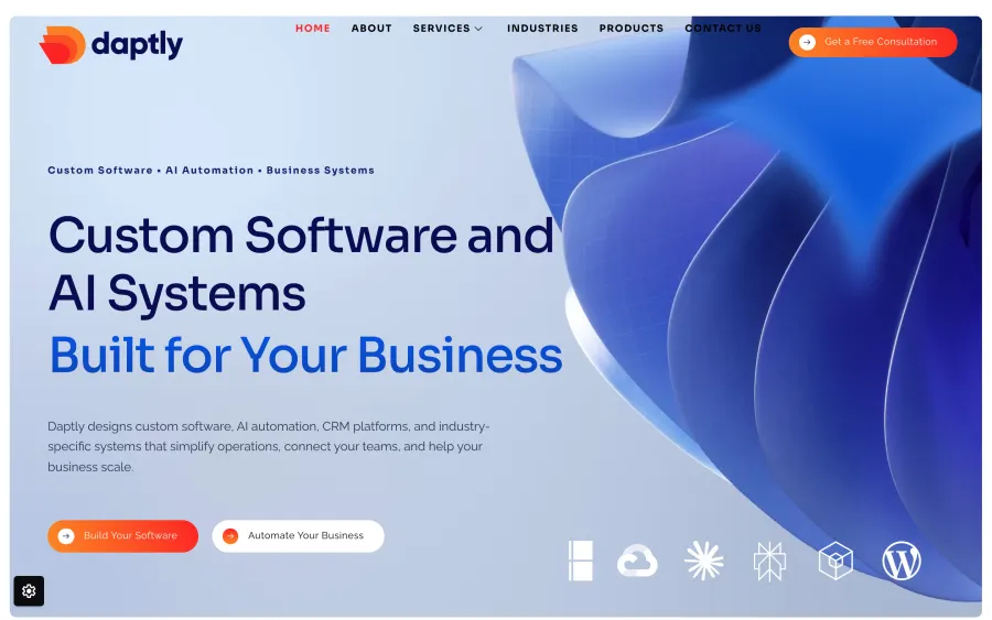 Daptly AI Solutions website homepage