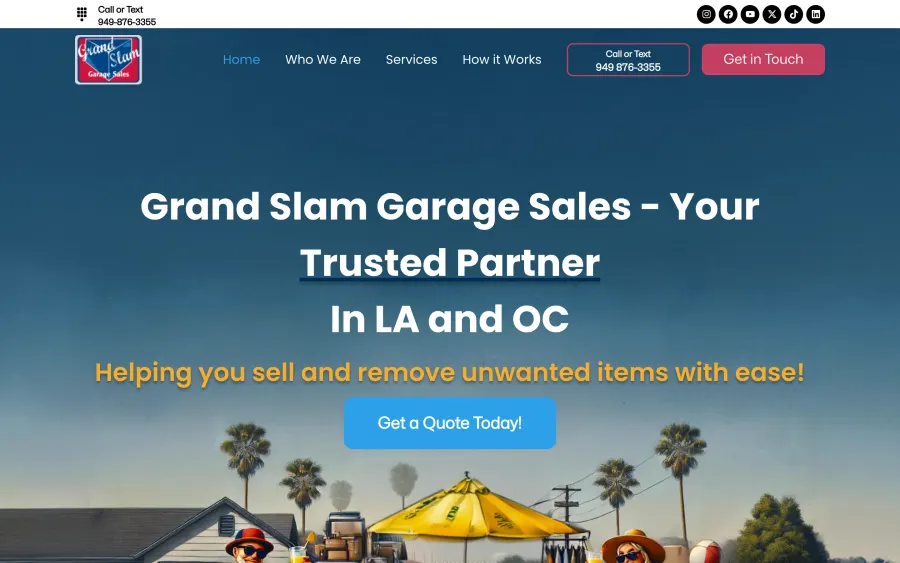Grand Slam Garage Sales website homepage