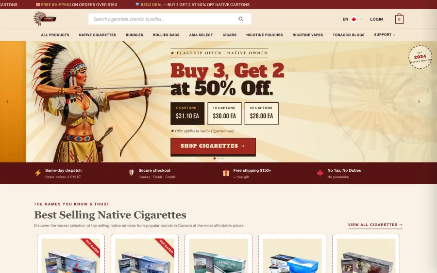 Native Nic website homepage