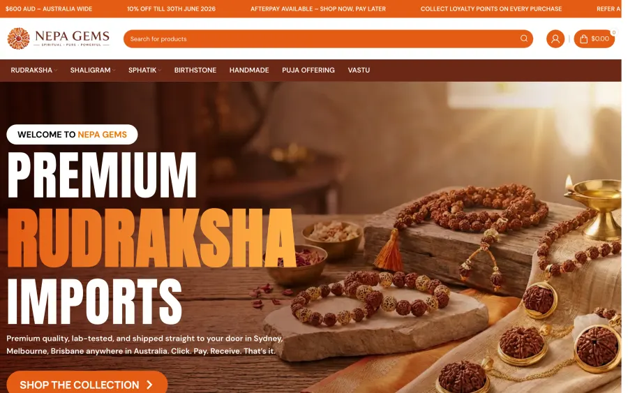 Nepa Gems website homepage