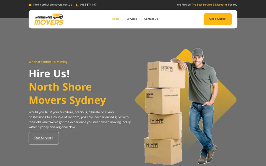 Northshore Movers website homepage