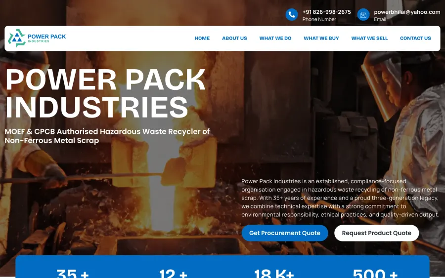 Power Pack Industries website homepage