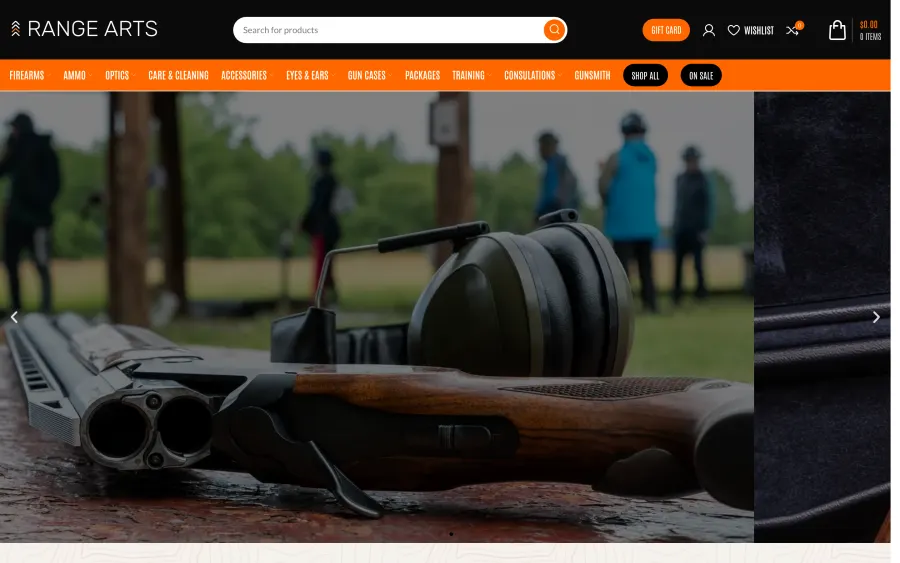 Range Arts website homepage